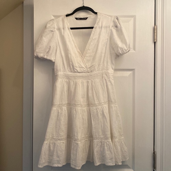 SS22 ZARA WHITE COTTON DRESS US S - Picture 1 of 3